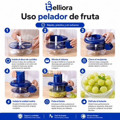 Belliora® Pelador Automático de Frutas y Verduras