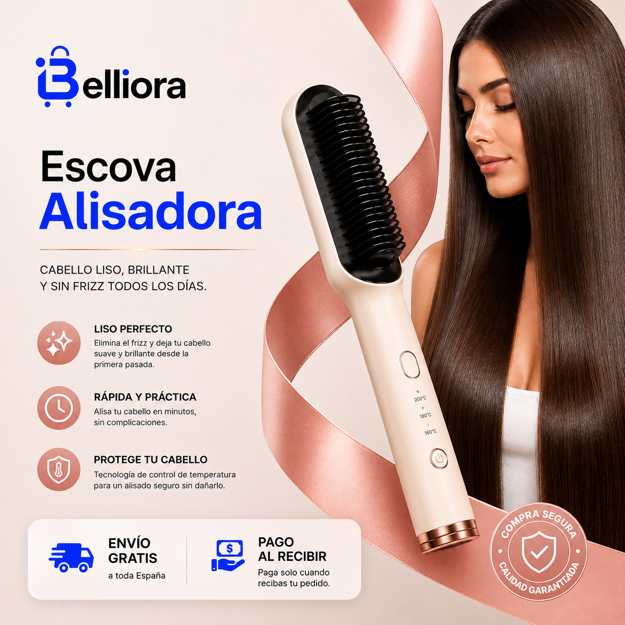 Belliora SilkPro™ Escova Alisadora Profesional